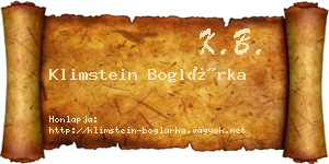 Klimstein Boglárka névjegykártya